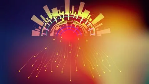 Digital technology HUD element communication colorful background with techn.. Illustrazione stock