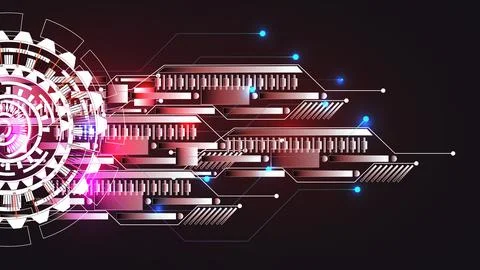 Digital technology HUD elements colorful glowing data concept illustration .. Stock Illustration