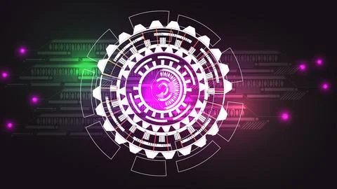 Digital technology HUD elements colorful glowing data concept illustration .. Stock Illustration