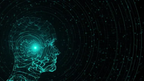 Digital Technology Human Mind Artificial Intelligence Person Face Fiction 3d Stock-Footage 258330309