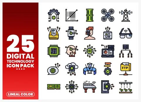 Digital Technology Icons Collection Stock Illustration