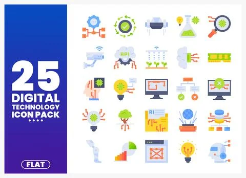 Digital Technology Icons Collection Illustrazione stock