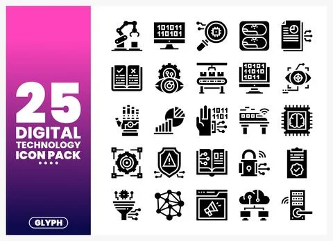 Digital Technology Icons Collection Stockillustratie