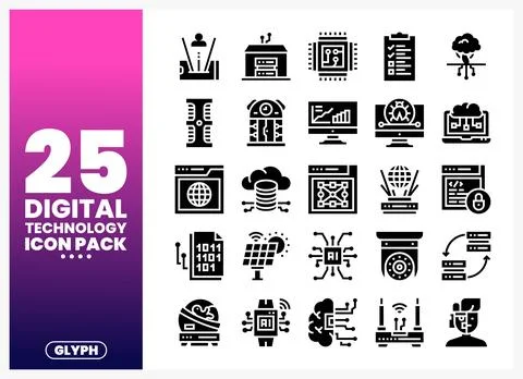 Digital Technology Icons Collection for Tech Industry Stock Illustration