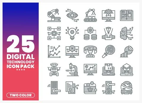 Digital Technology Icons 库存插图