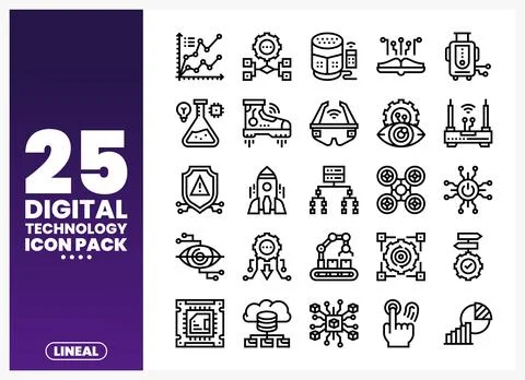 Digital Technology Icons for Innovation Projects Stock Illustration