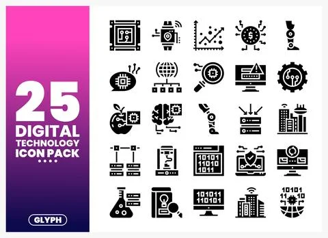 Digital Technology Icons Pack - Modern Concepts Stock Illustration