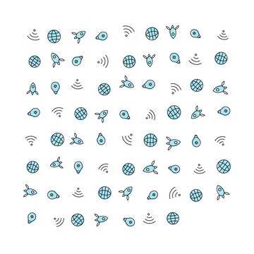 Digital Technology Icons Set Featuring Innovation Elements on White Backgroun 스톡 일러스트