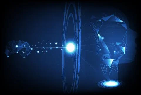 Digital technology, identify human and artificial intelligence brain futuristic Stock Illustration