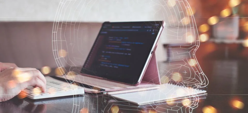 Digital technology industry concept development of programming and coding t.. Foto stock