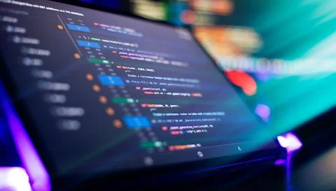 Digital technology industry concept development of programming and coding t.. Stock-Fotos