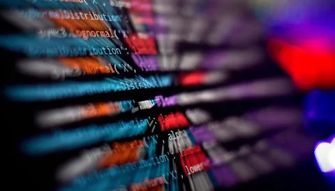 Digital technology industry concept development of programming and coding t.. Stock-Fotos