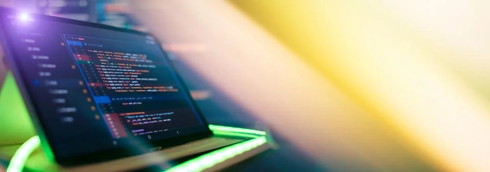 Digital technology industry concept development of programming and coding t.. Stock-Fotos