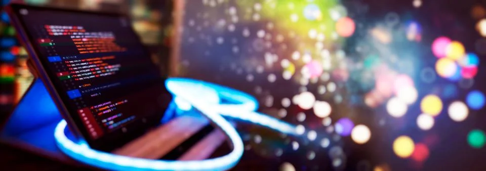 Digital technology industry concept development of programming and coding t.. Stock-Fotos