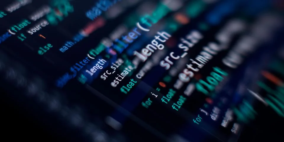 Digital technology industry concept development of programming and coding t.. Stock-Fotos