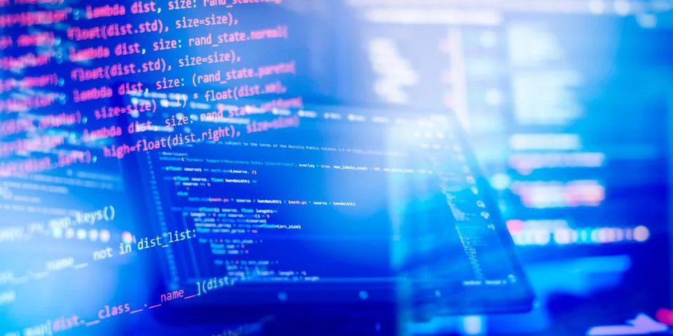 Digital technology industry concept development of programming and coding t.. Stock-Fotos