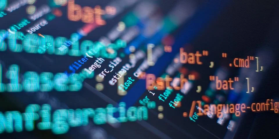 Digital technology industry concept development of programming and coding t.. Stock-Fotos