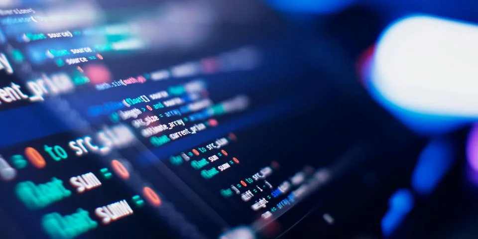 Digital technology industry concept development of programming and coding t.. Stock-Fotos