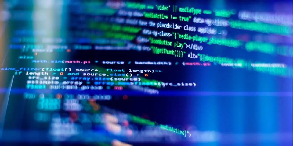 Digital technology industry concept development of programming and coding t.. Stock-Fotos