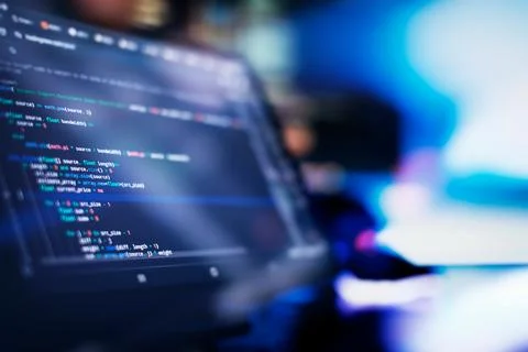 Digital technology industry concept development of programming and coding t.. Stock-Fotos