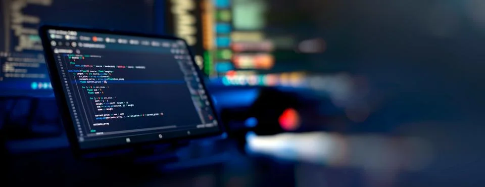 Digital technology industry concept development of programming and coding t.. Stock-Fotos