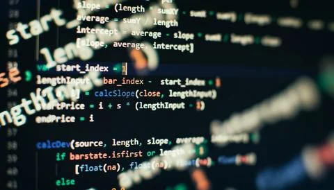 Digital technology industry concept development of programming and coding t.. Stock-Fotos