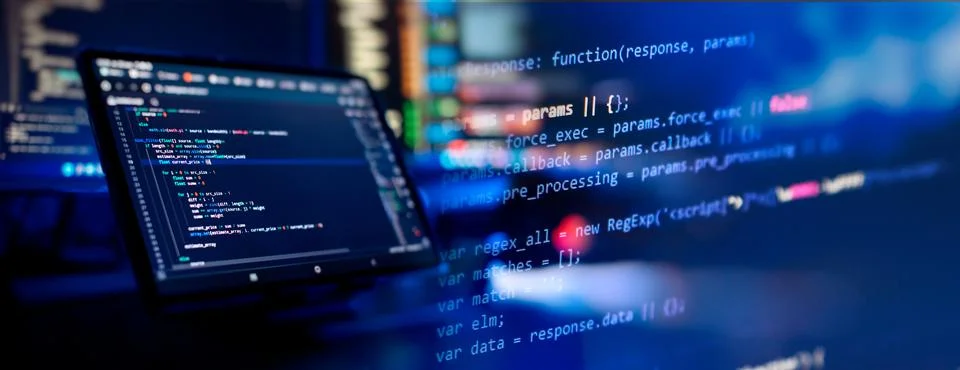 Digital technology industry concept development of programming and coding t.. Stock-Fotos