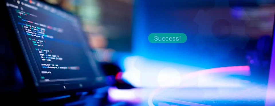 Digital technology industry concept development of programming and coding t.. Stock-Fotos