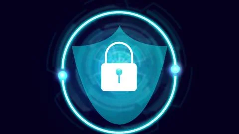 Digital technology information data concept security system padlock icon on.. 스톡 일러스트