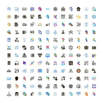 Digital technology information network icons collection 스톡 일러스트