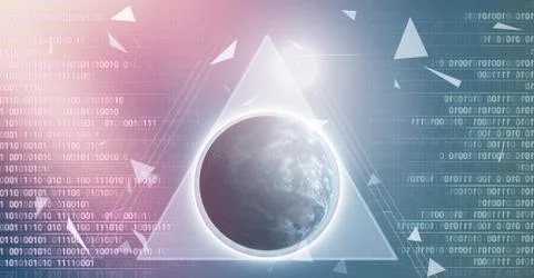 Digital technology interface broken shapes 写真素材