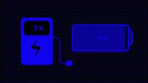 Digital technology isolated battery charging system illustration background.. イラスト素材