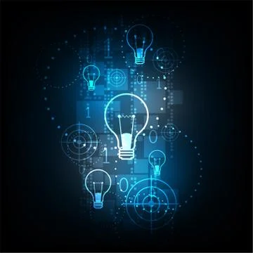 Digital technology in light bulb concept. Stock Illustration