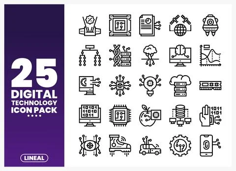 Digital Technology Line Icons イラスト素材