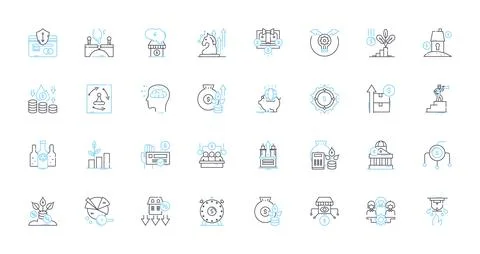 Digital technology linear icons set. Digital, Technology, Online, Internet 库存插图