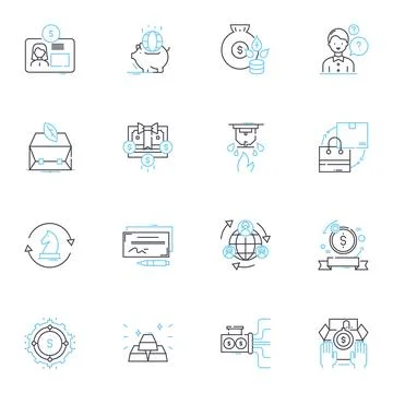 Digital technology linear icons set. Digital, Technology, Online, Internet Stock Illustration
