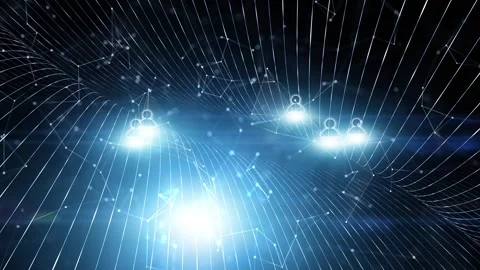Digital technology lines with people icons animation background Stock Footage 341153486