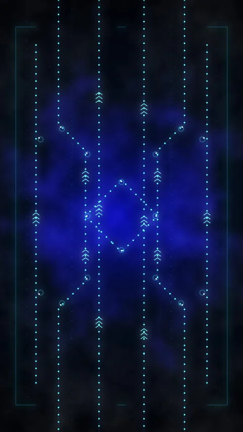 Digital technology loop animation with glowing blue dots texture, cyber lines Stock Footage 347564690