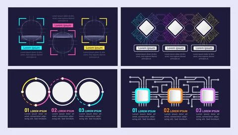 Digital technology for manufacturing infographic chart design template set Stock Illustration