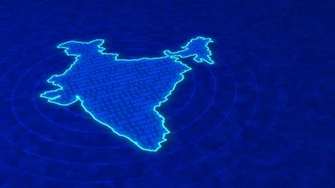 Digital Technology Map of India with Binary Illustrazione stock
