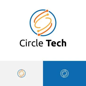 Digital Technology Modern Smart Circle Line Logo Stock Illustration