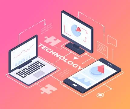 Digital technology - modern vector colorful isometric illustration Stock Illustration