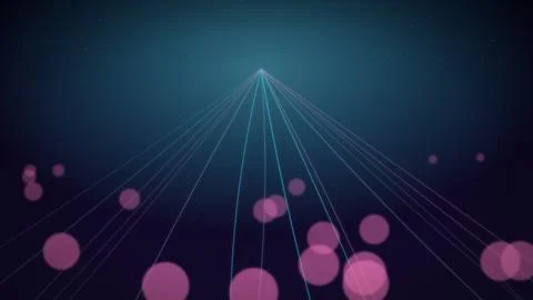 Digital technology network background with perspective lines and glowing bo.. Stock Illustration