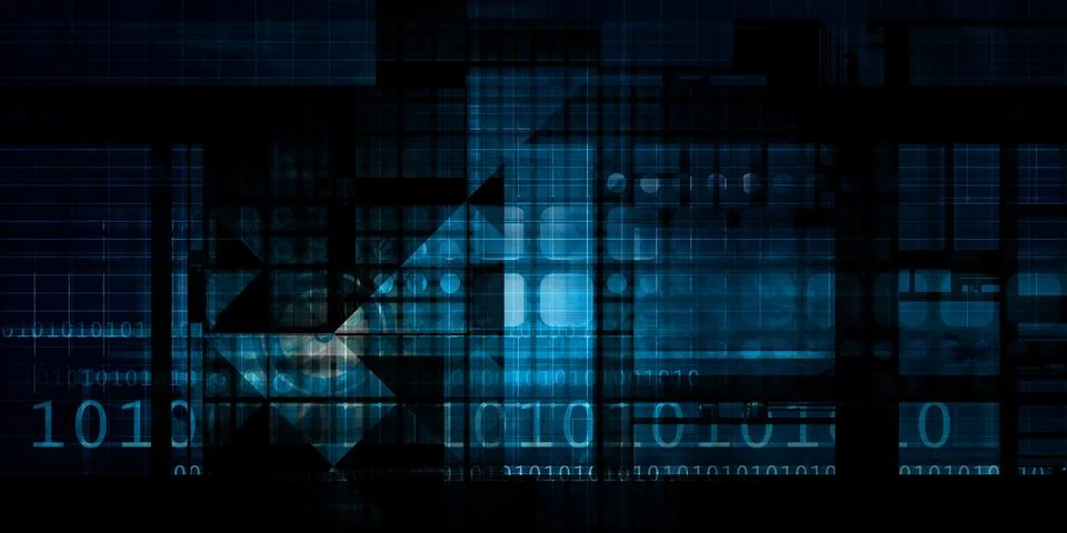 Digital Technology Network Grid Data Infrastructure System 스톡 일러스트