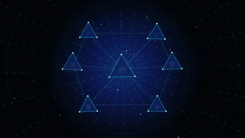 Digital technology network interface animation with blue futuristic hud Stock Footage 346544064