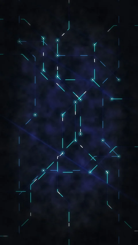Digital technology network loop animation with glowing cyber circuit lines Stock Footage 346737670