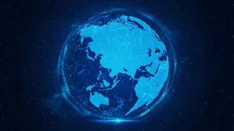 Digital Technology Network Spherical Earth Background Stock Footage 339046376