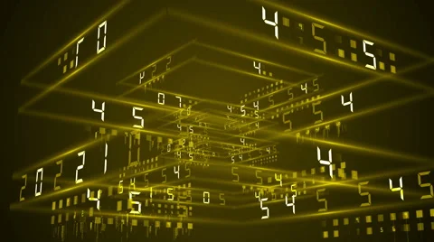 Digital technology numbers counter backgorund 4K Rotating 360 yelllow Stock Footage 61036576