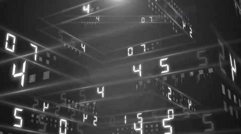 Digital technology numbers counter backgorund 4K Rotating 180 colorless Stock Footage 61036679