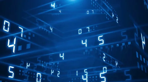 Digital technology numbers counter backgorund 4K Rotating 180 blue Stock Footage 61036700